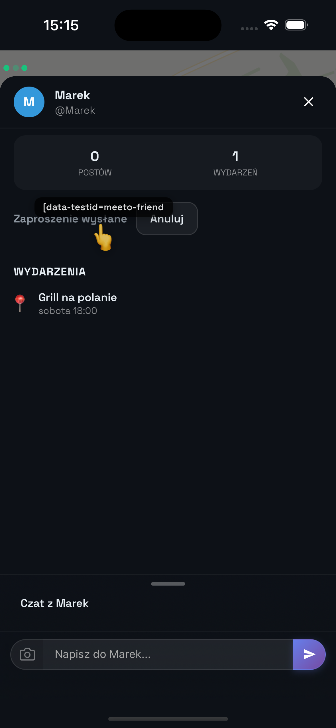 Zrzut ekranu: profil sąsiada z przyciskiem Dodaj do znajomych